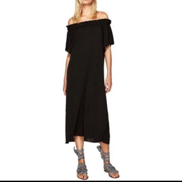 Zara Dresses & Skirts - Zara Black Crepe Off The Shoulder Maxi Dress oh.